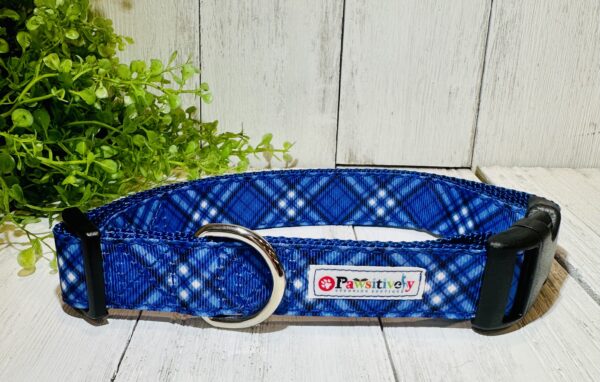 Blue Plaid Dog / Pet Collar