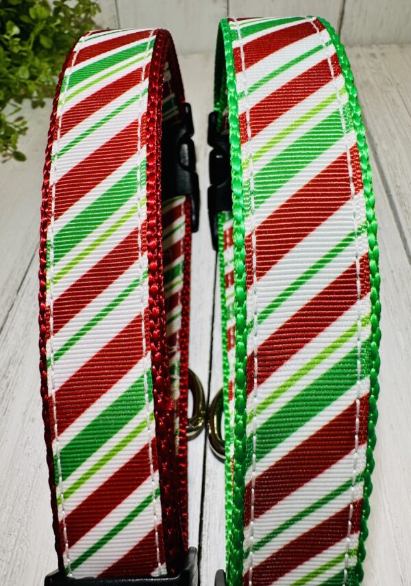 Christmas Red and Green Striped Pet Collar - Image 2