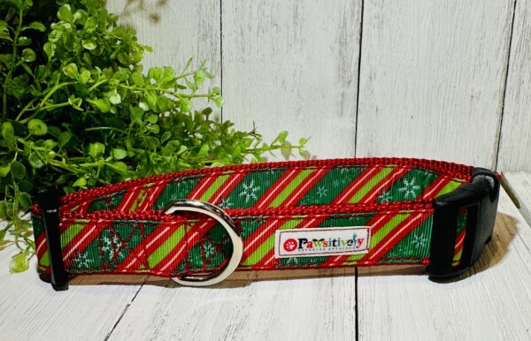 Christmas Stripes with Snowflakes Pet Collar