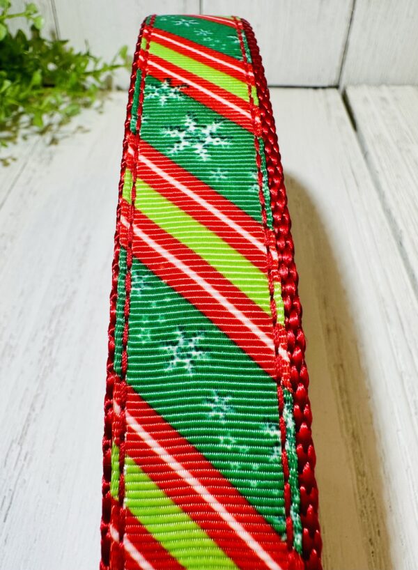 Christmas Stripes with Snowflakes Pet Collar - Image 2