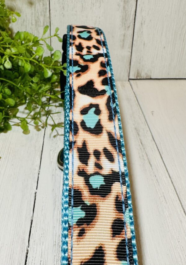 Teal Leopard / Cheetah Print Dog / Pet Collar - Image 2