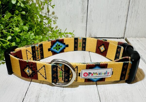 Tan and Teal Azteck Dog / Pet Collar