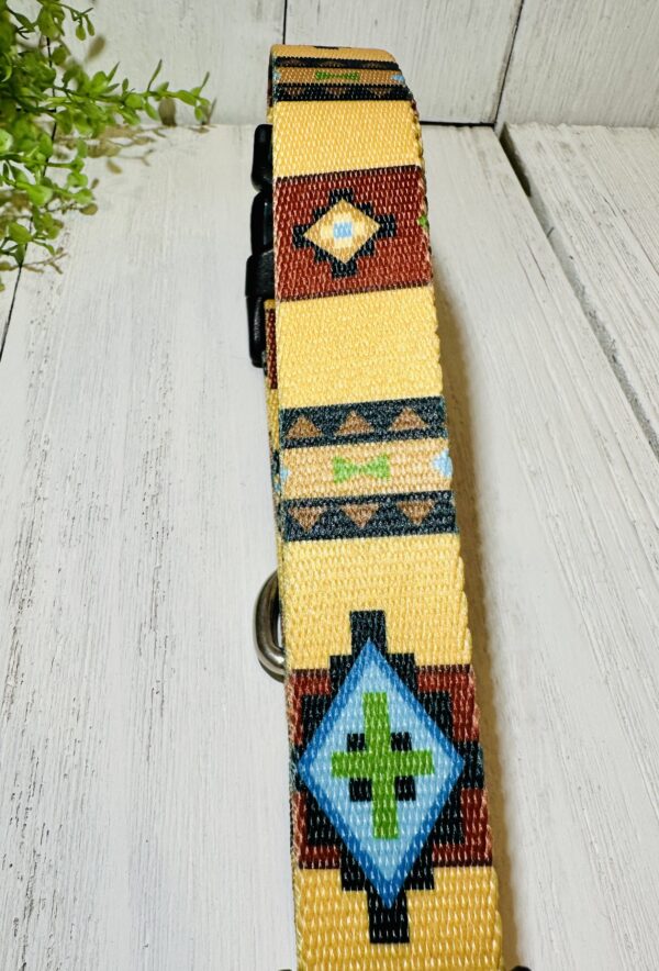 Tan and Teal Azteck Dog / Pet Collar - Image 2