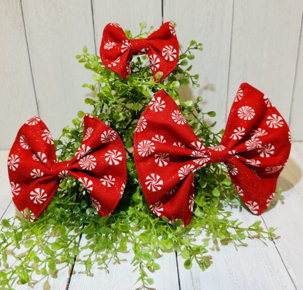 Red Peppermint Glitter Bows