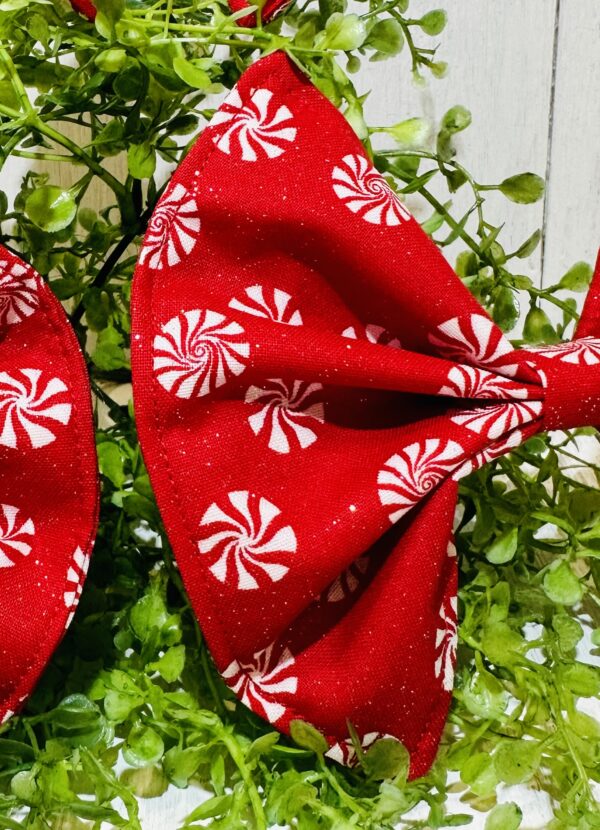 Red Peppermint Glitter Bows - Image 2