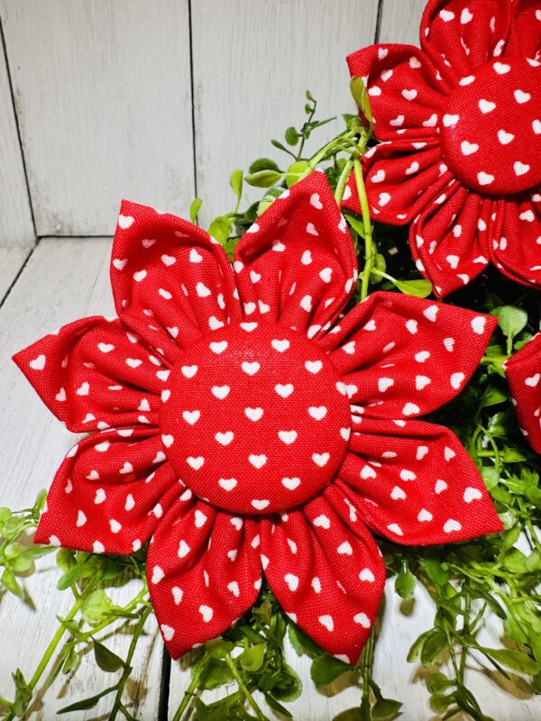 Red Valentines Flower with White Hearts - Image 2